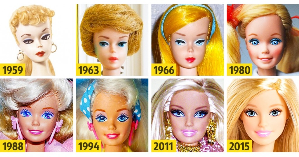 evolution poupee-barbie 1959-2016 mattel